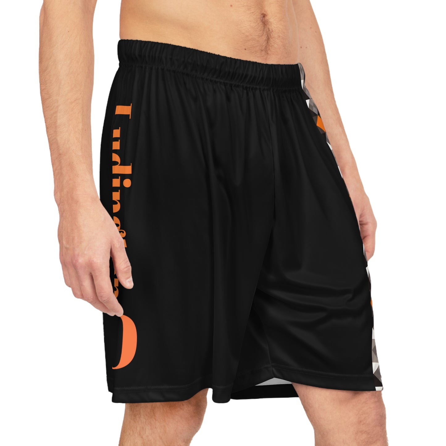 Orioles Fan Geo Print Stripe Basketball Shorts (AOP)