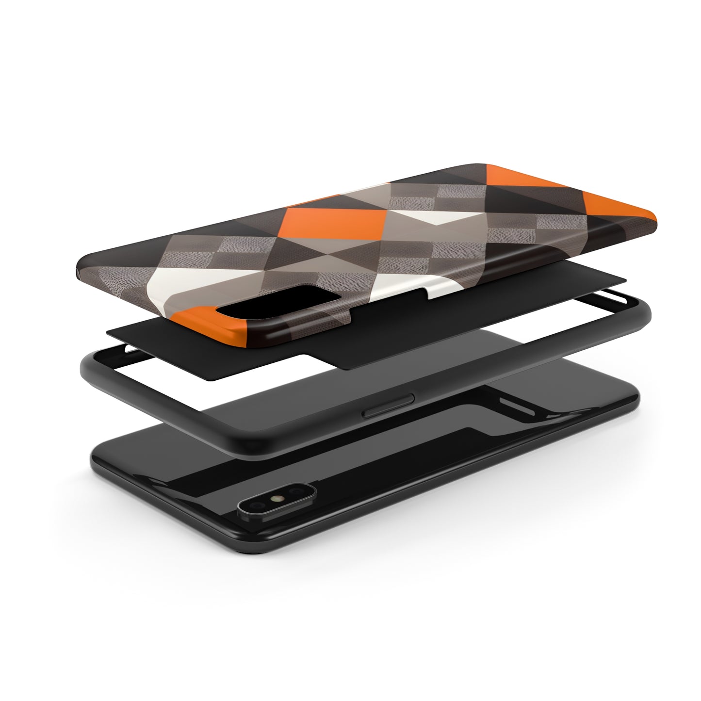 Orange and Black Geo Print Tough Phone Cases