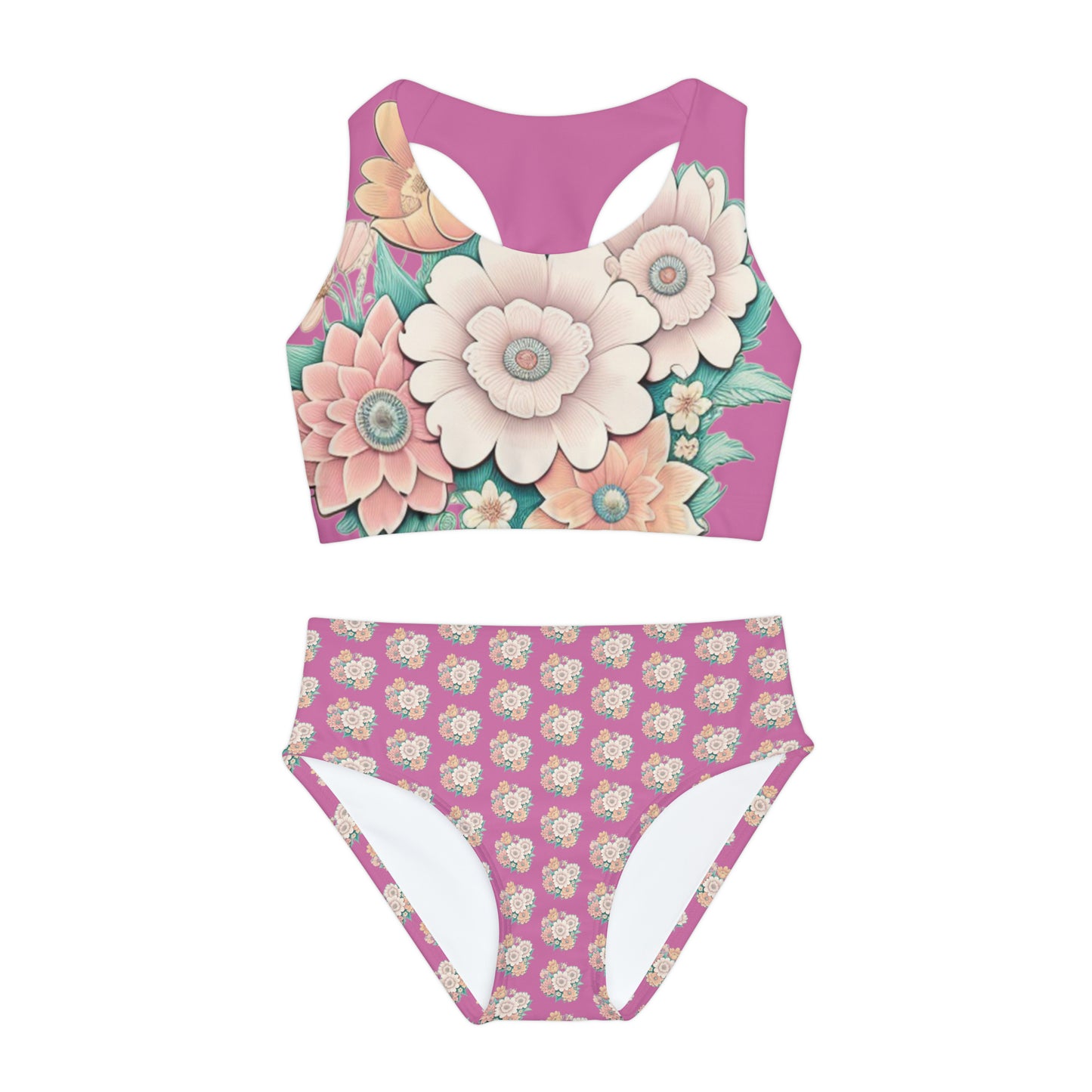 Flowers Girls Two Piece Swimsuit (AOP)