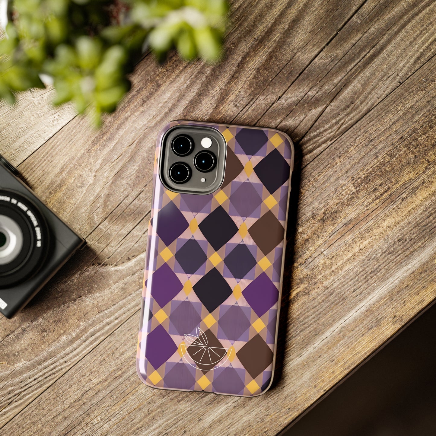 Purple Geo Plaid Tough Phone Cases