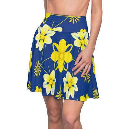 Vintage Yellow Flowers Women's Skater Skirt (AOP)