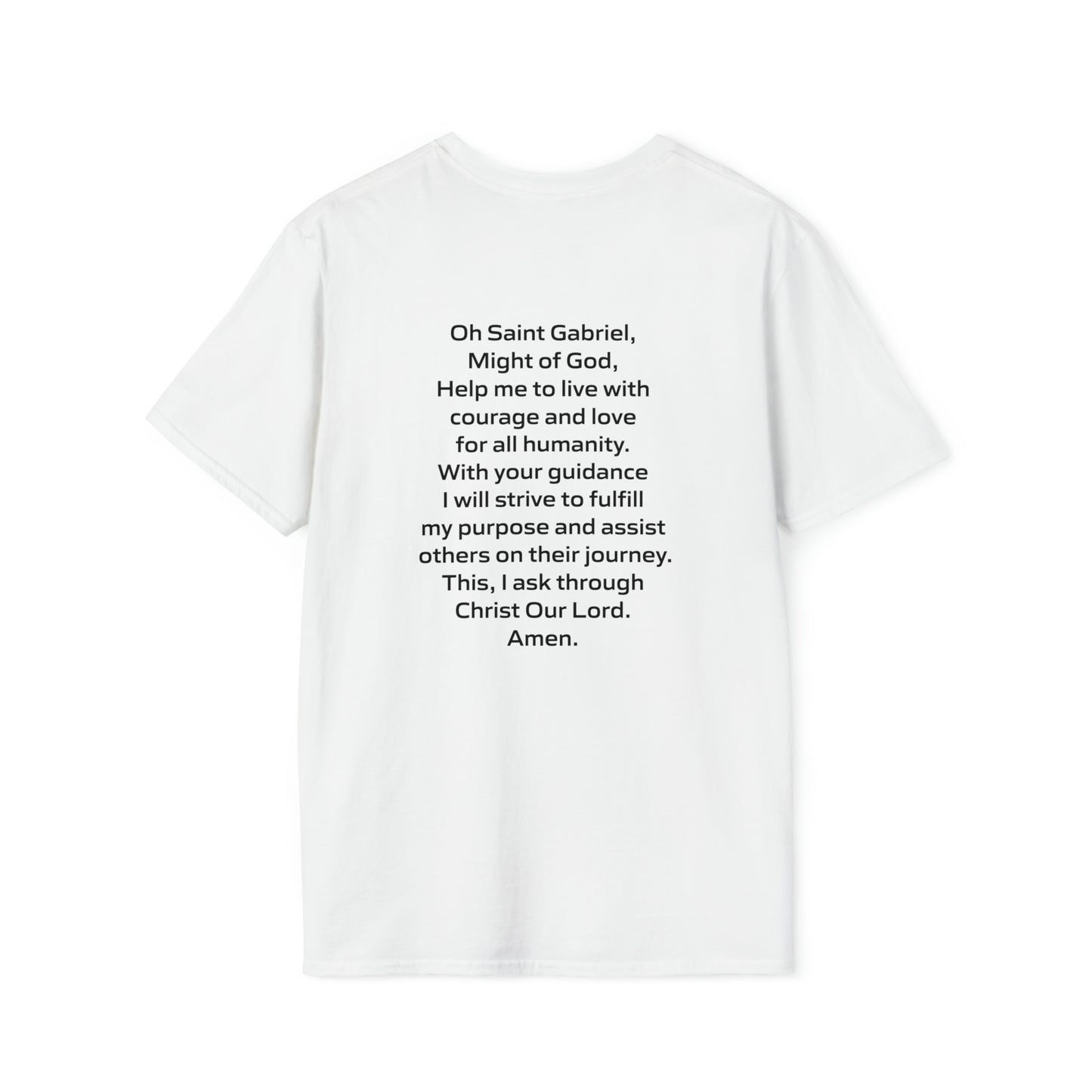 Saint Gabriel Art w/ prayer Unisex Softstyle T-Shirt