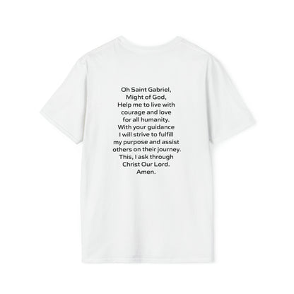 Saint Gabriel Art w/ prayer Unisex Softstyle T-Shirt