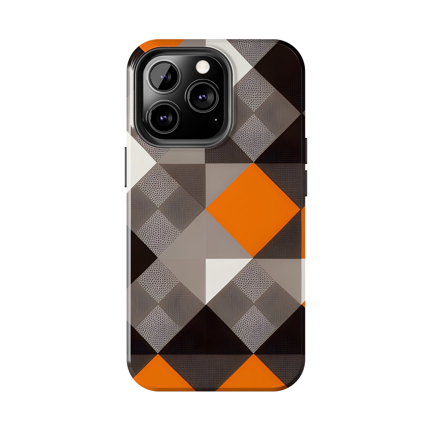 Orange and Black Geo Print Tough Phone Cases