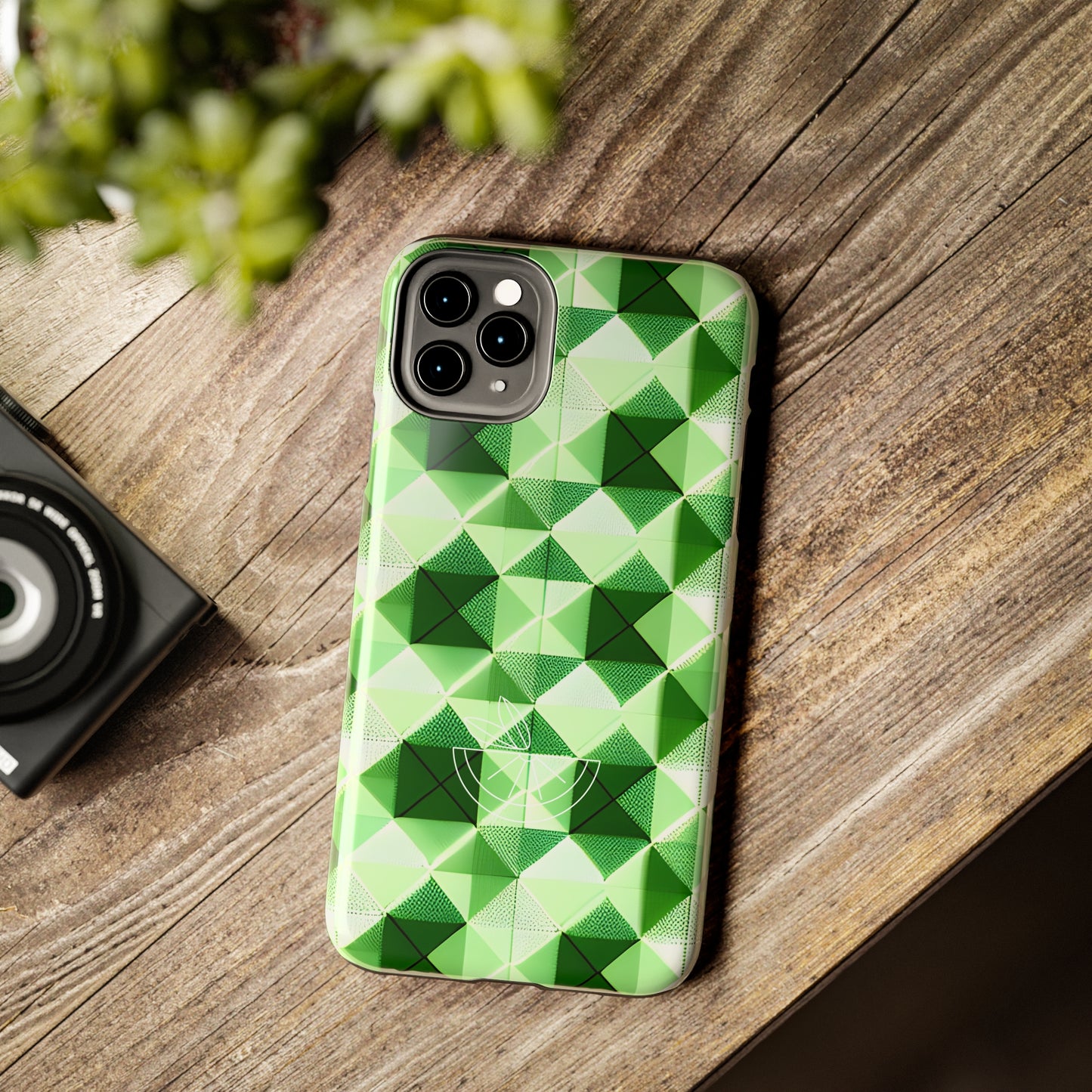 Go Green and White! Geo Print Tough Phone Cases