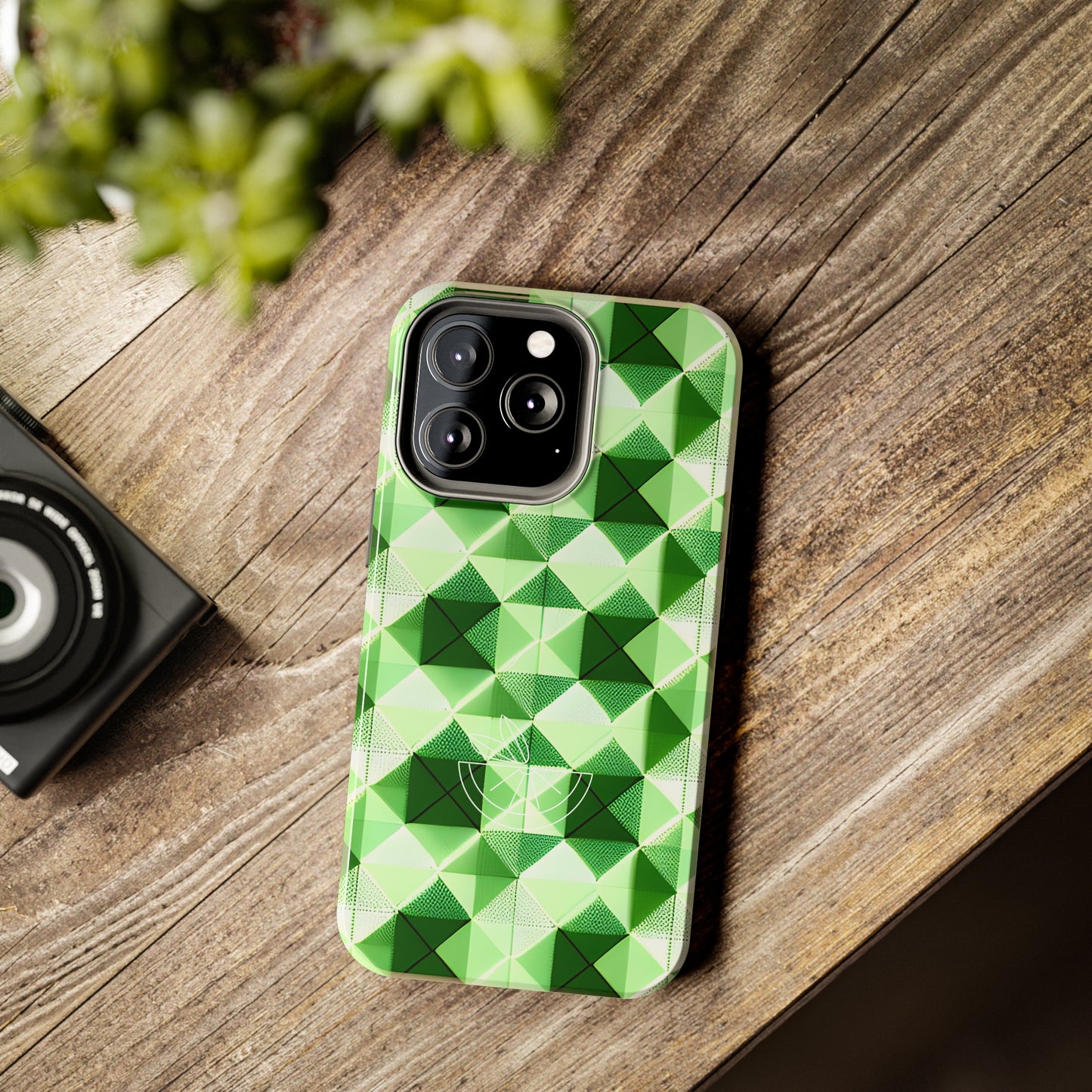 Go Green and White! Geo Print Tough Phone Cases