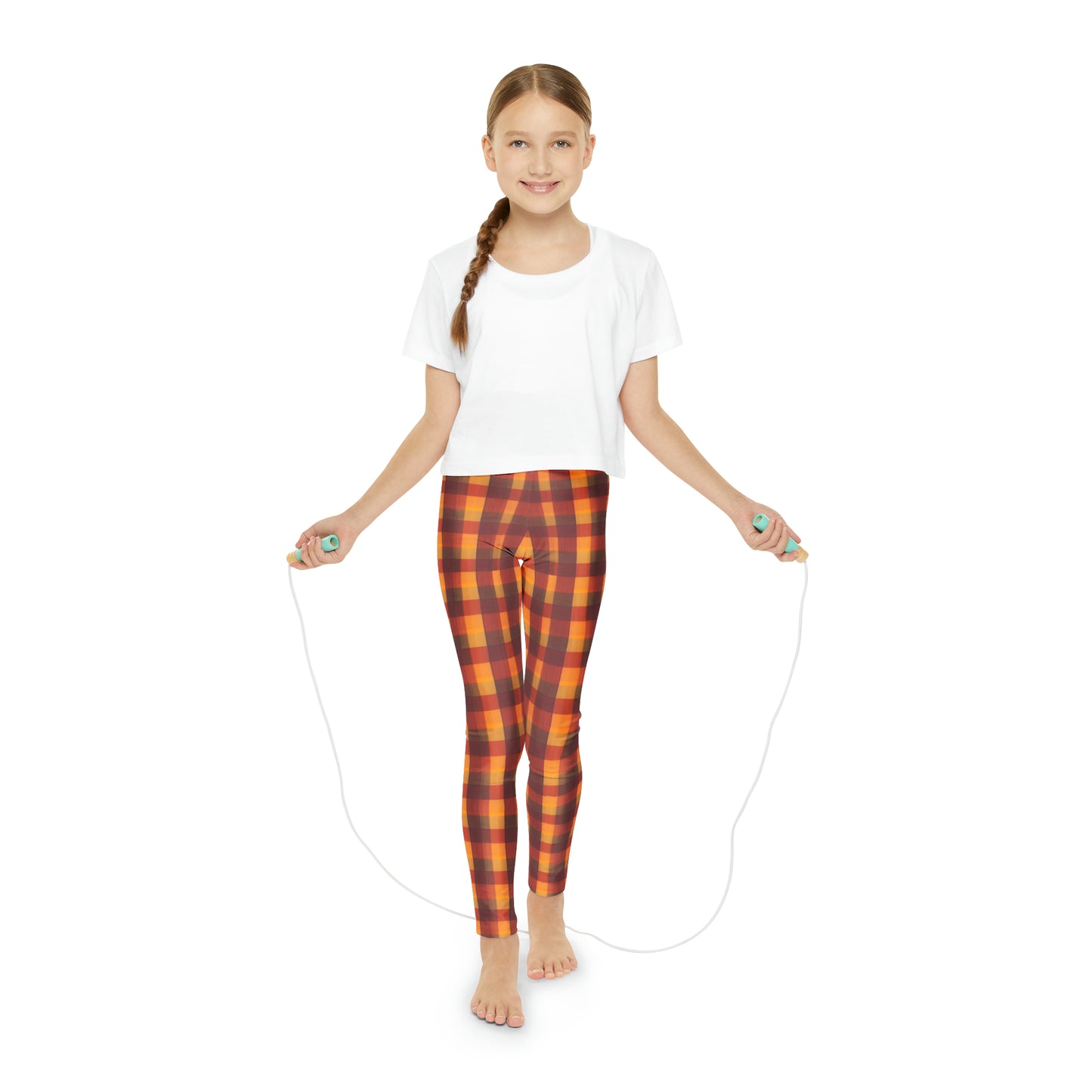 Vintage Fall Plaid Youth Full-Length Leggings (AOP)