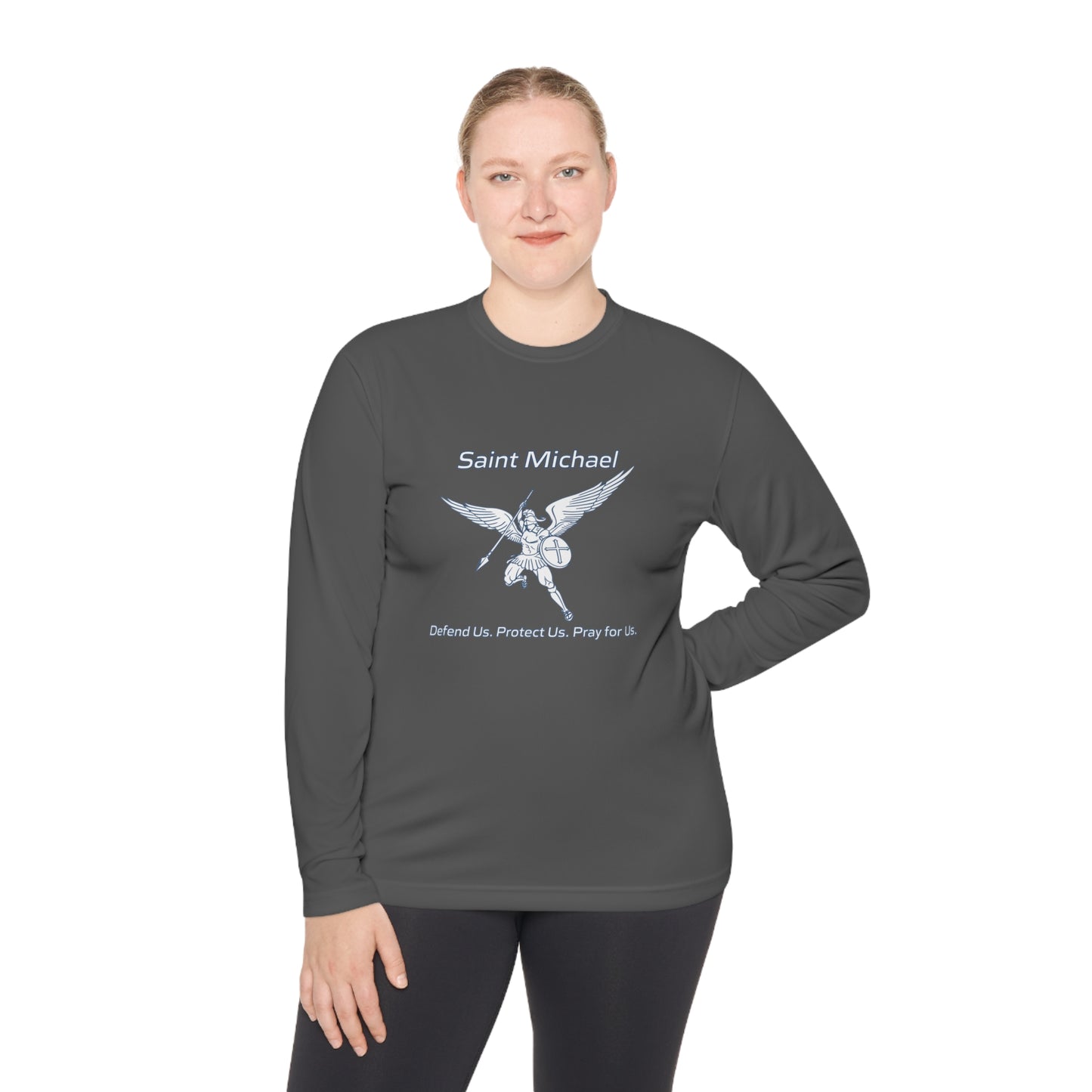 Archangel Saint Michael w/ prayer Unisex Lightweight Long Sleeve Tee