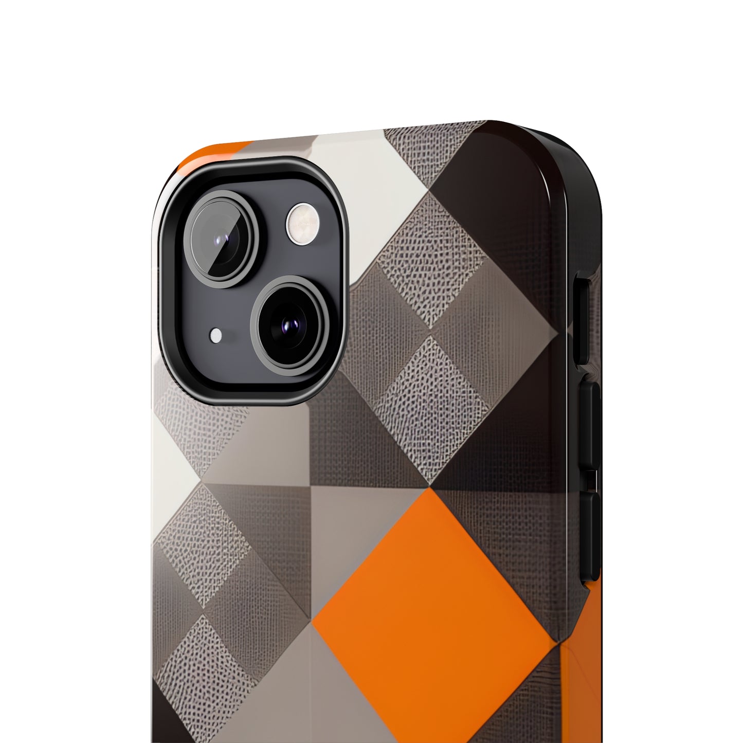 Orange and Black Geo Print Tough Phone Cases