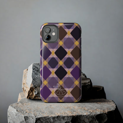 Purple Geo Plaid Tough Phone Cases