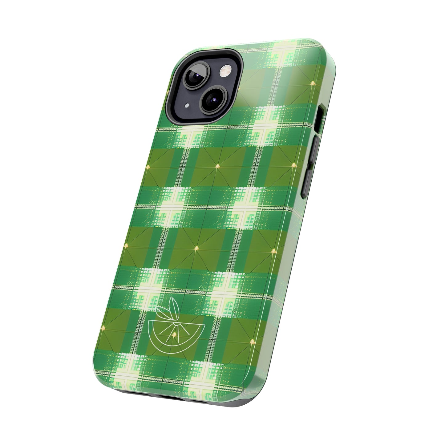 Green and White Print Tough Phone Cases