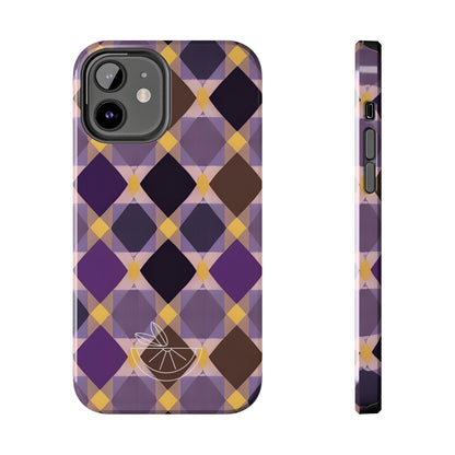 Purple Geo Plaid Tough Phone Cases