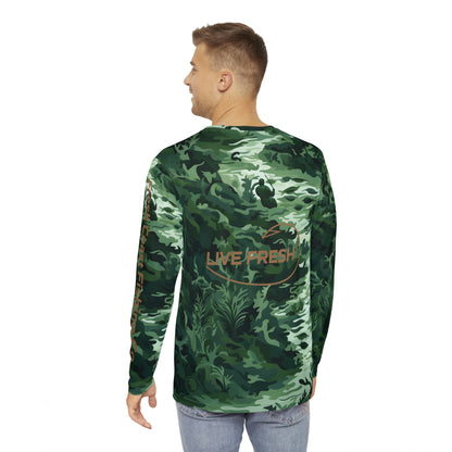 FCF Co Fisherman Camo Men's Long Sleeve Shirt (AOP)