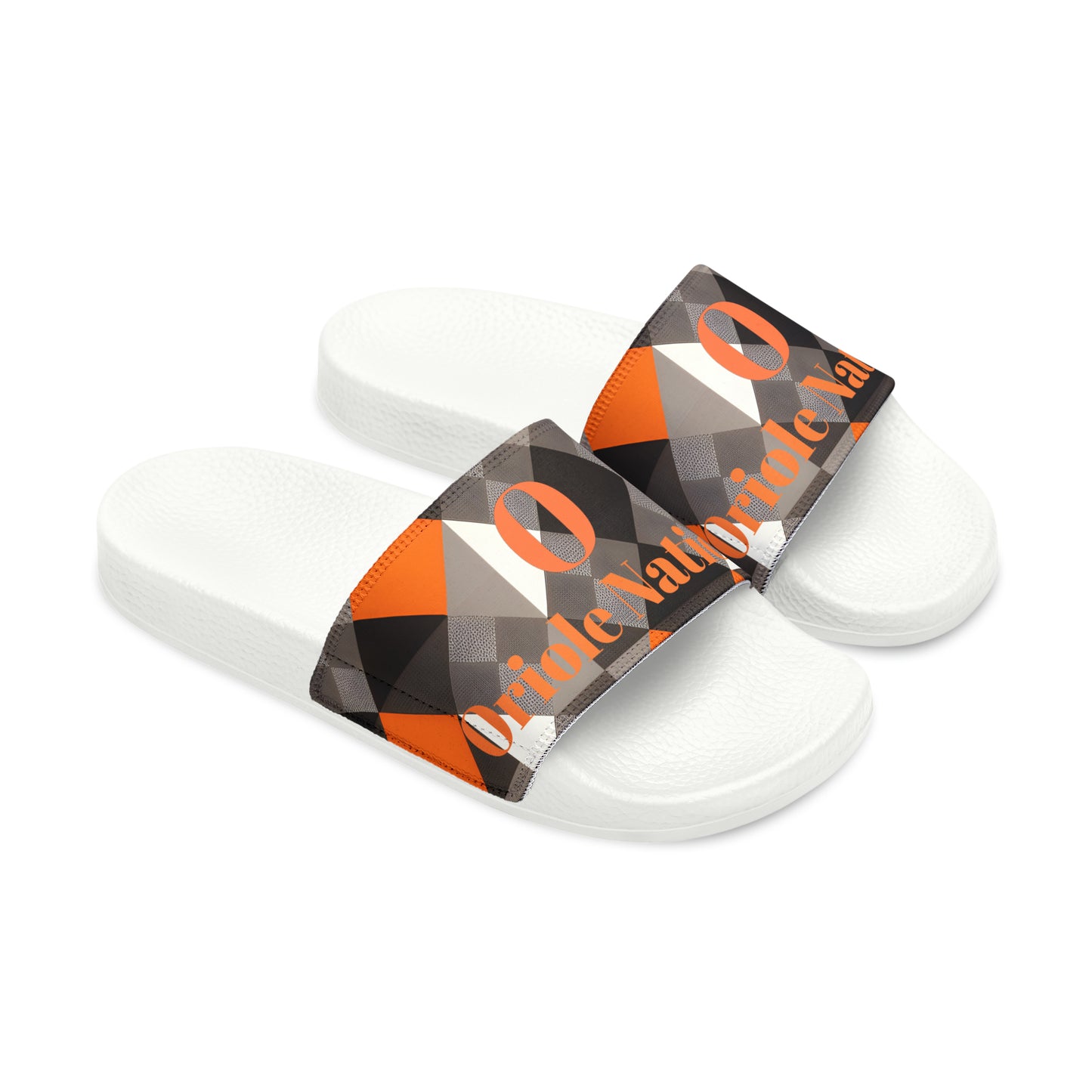 Orioles Fan Geo Print Youth PU Slide Sandals