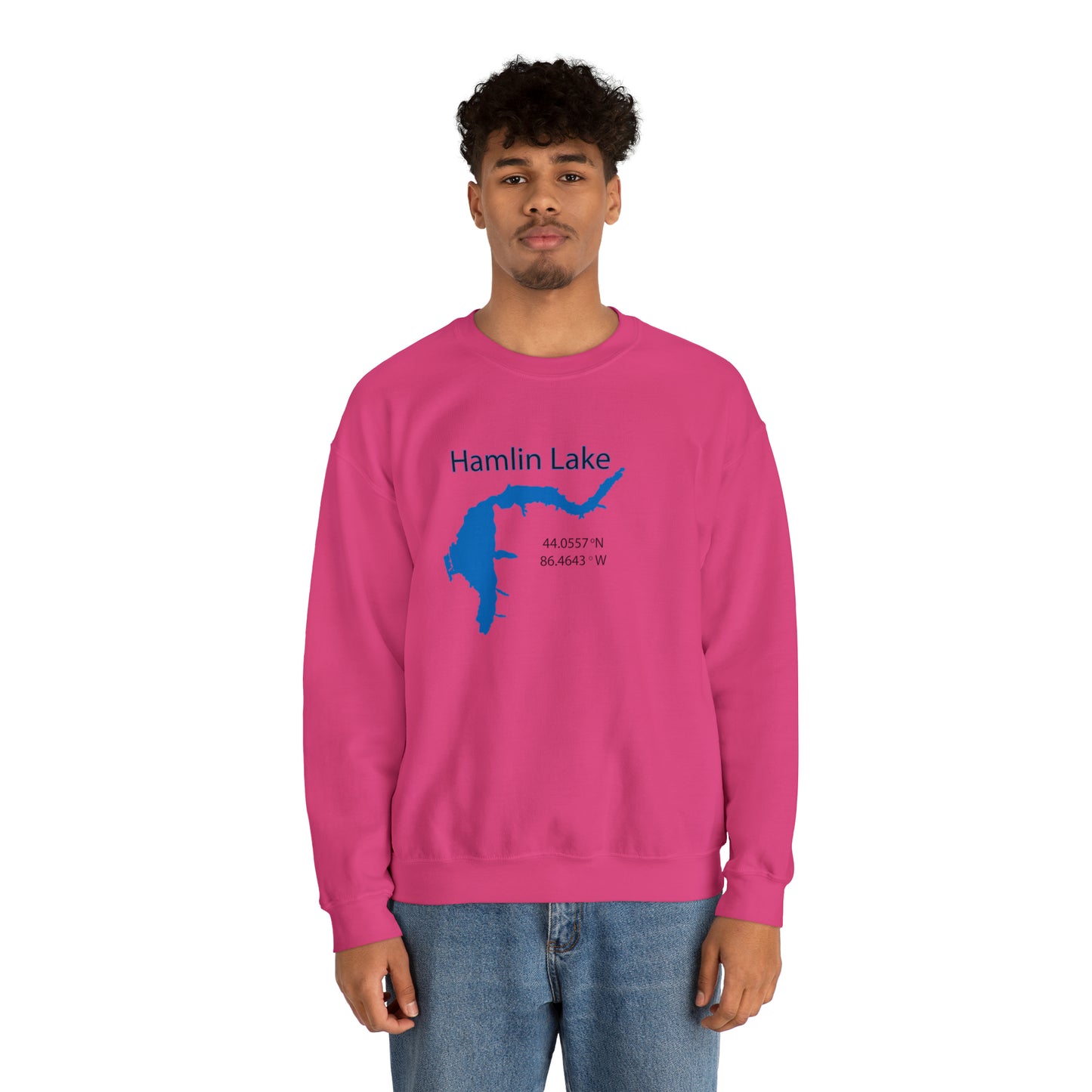 HLC Hamlin Lake Map Unisex Heavy Blend™ Crewneck Sweatshirt