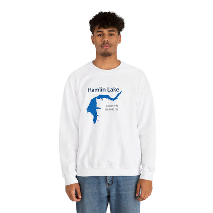 HLC Hamlin Lake Map Unisex Heavy Blend™ Crewneck Sweatshirt