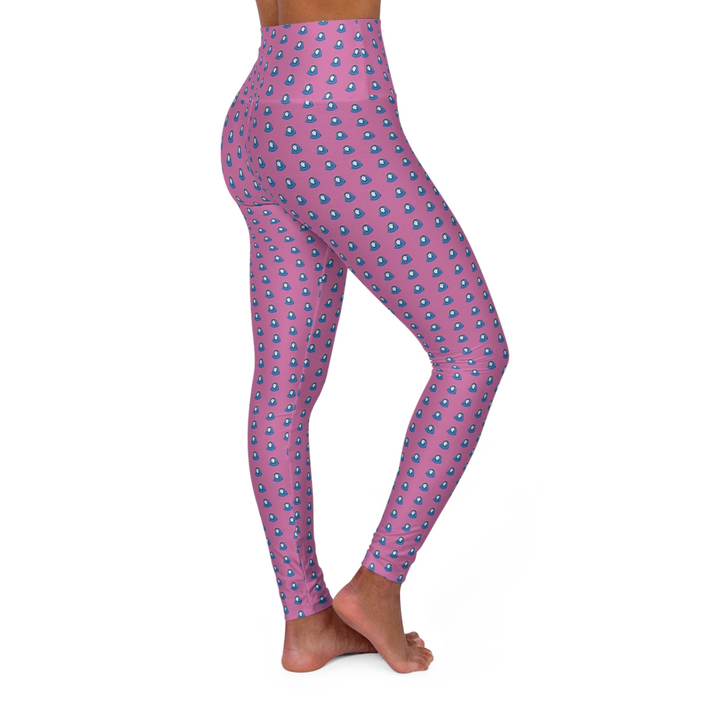 Hail Mary Fine Print Pink High Waisted Yoga Leggings (AOP)