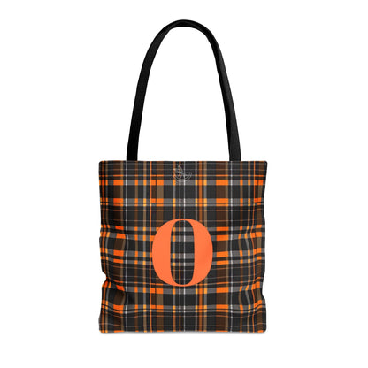 Orioles Fan Black and Orange Plaid Tote Bag (AOP)