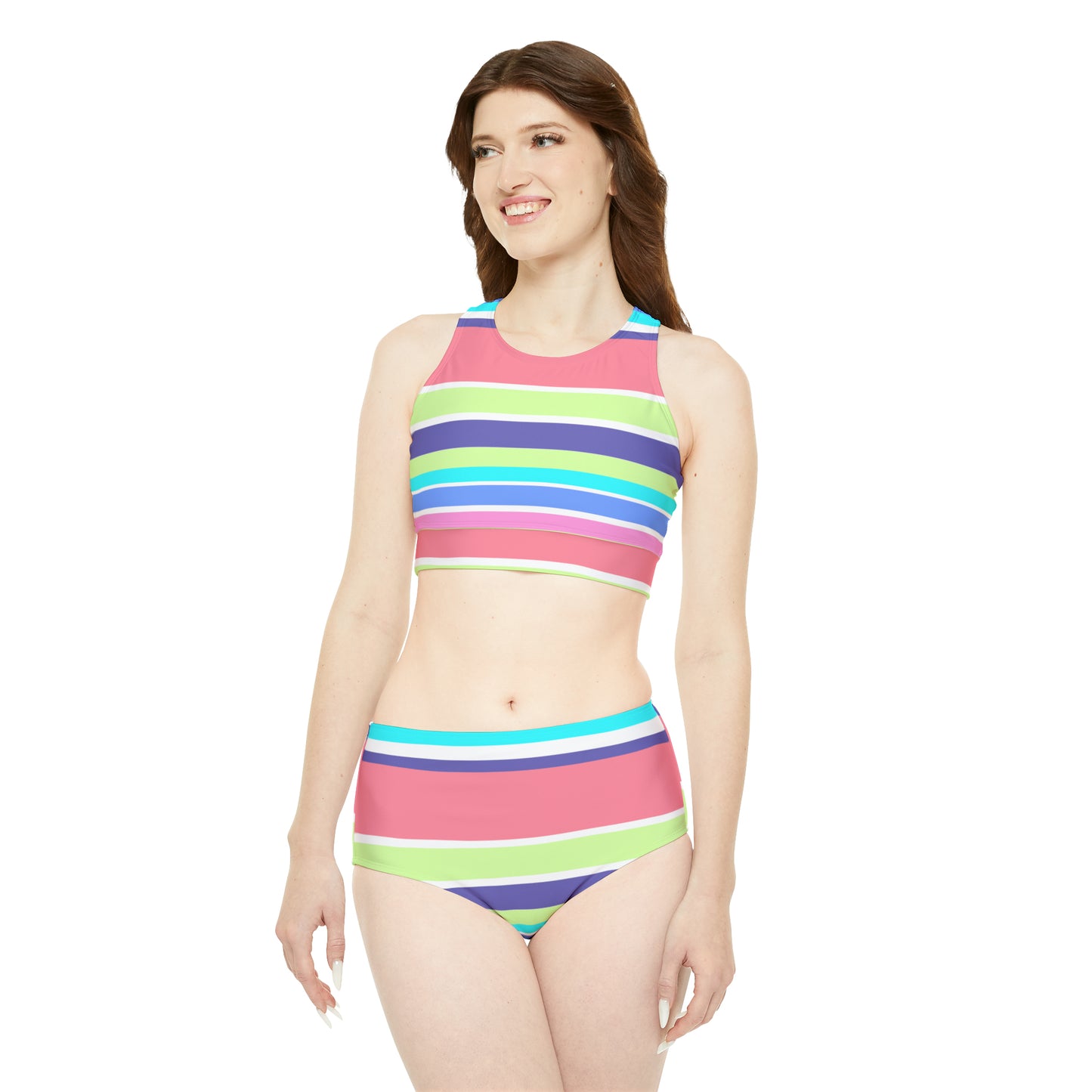 HLC Beachy Stripes Sporty Bikini Set (AOP)