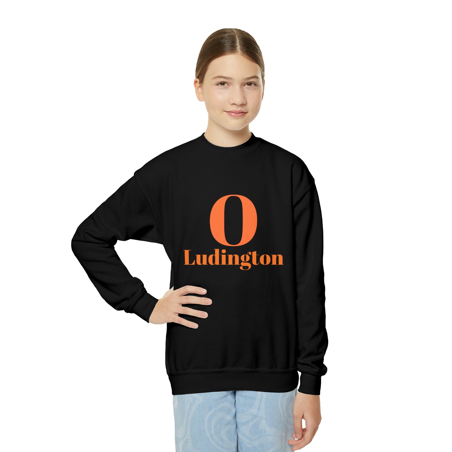 Ludington O with back Oriole Nation Youth Crewneck Sweatshirt