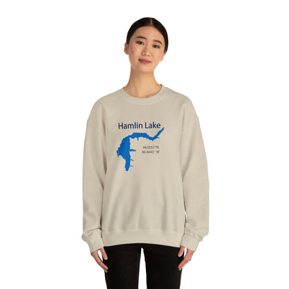 HLC Hamlin Lake Map Unisex Heavy Blend™ Crewneck Sweatshirt