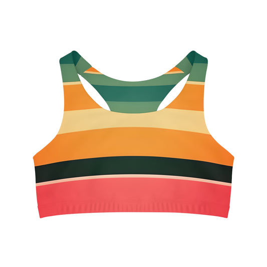 Vintage Stripes Seamless Sports Bra (AOP)