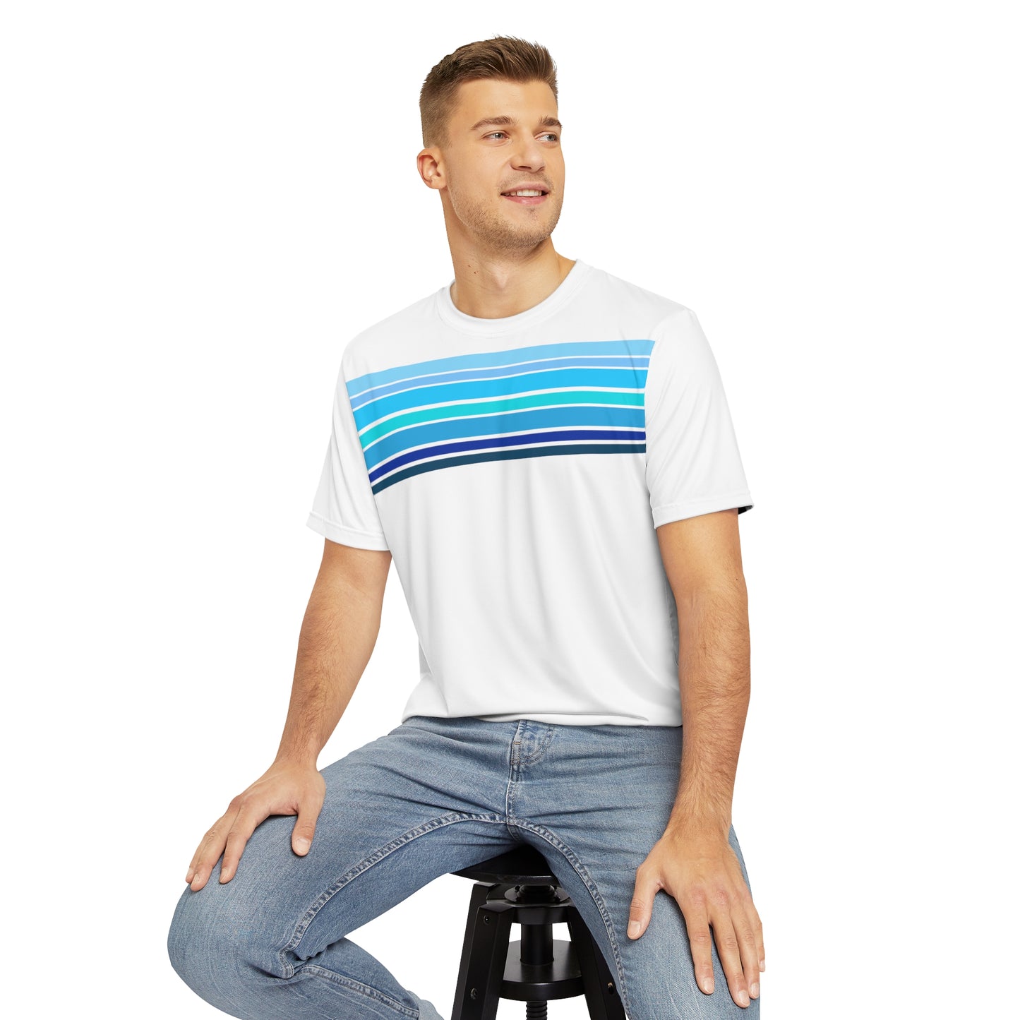 HLC  Blue Stripes Unisex Polyester Tee (AOP)