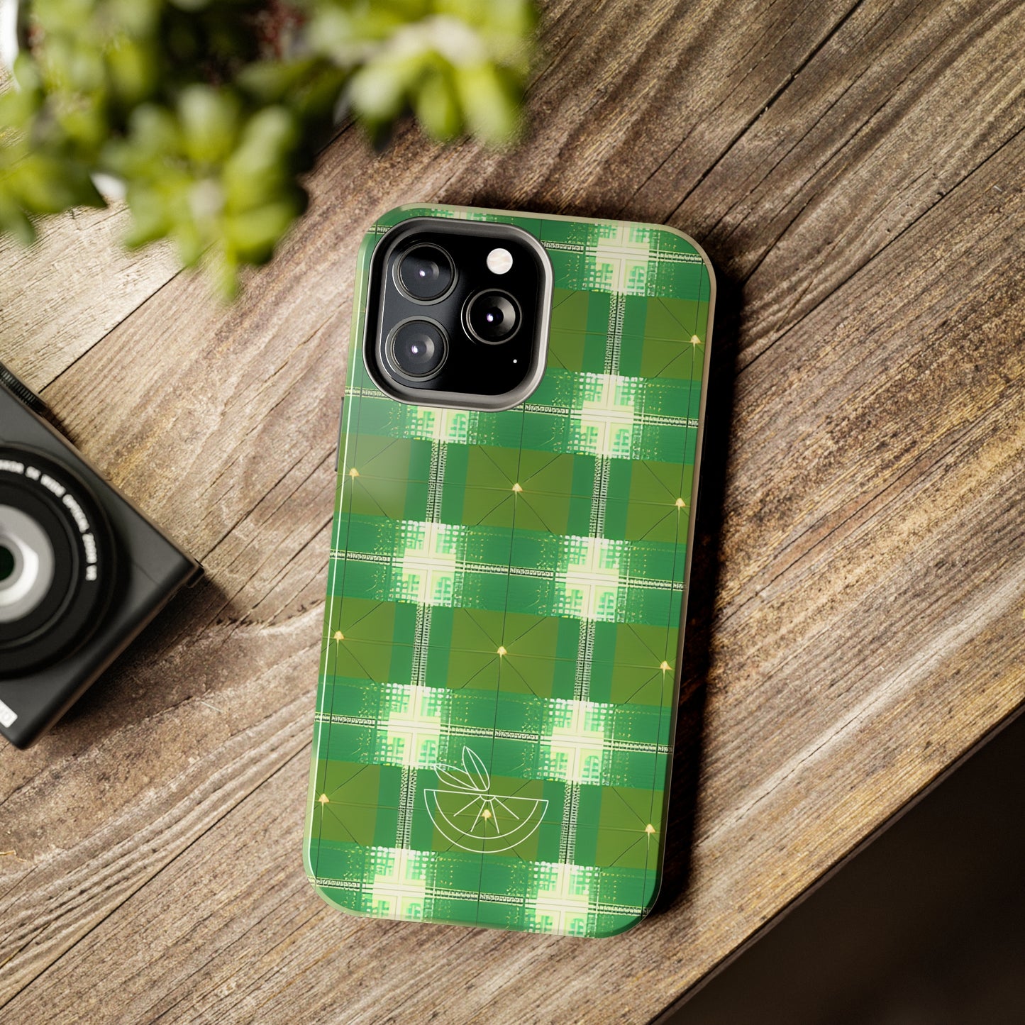 Green and White Print Tough Phone Cases