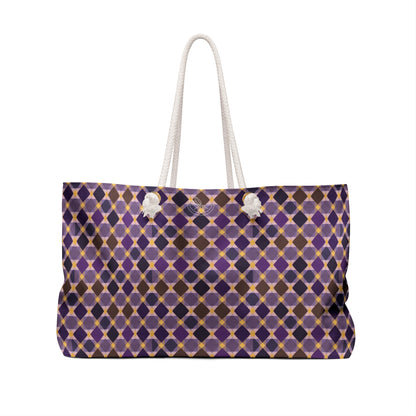 Purple Plaid Print Weekender Bag