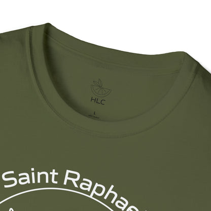 Archangel Saint Raphael Art w/ prayer Unisex Softstyle T-Shirt