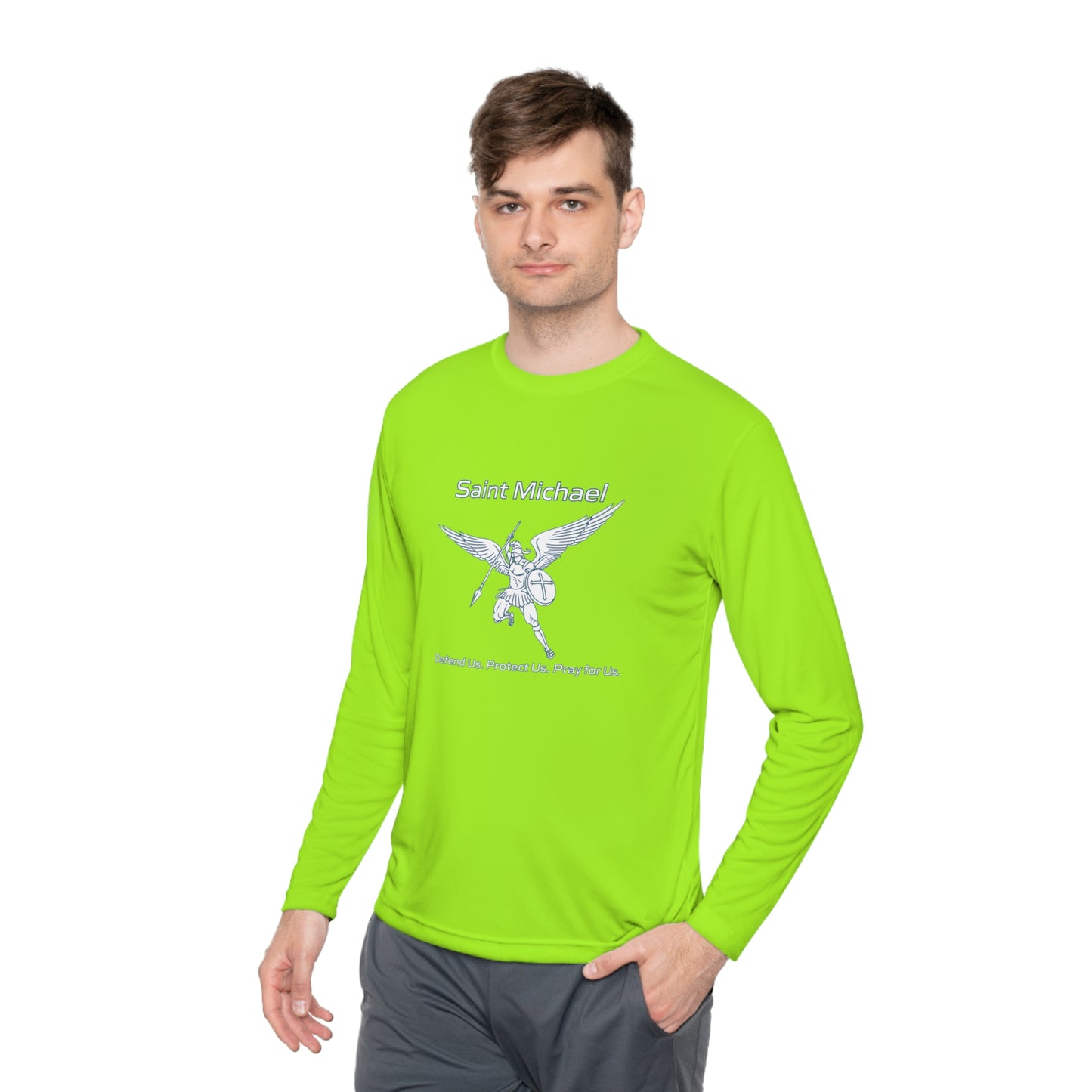 Archangel Saint Michael w/ prayer Unisex Lightweight Long Sleeve Tee