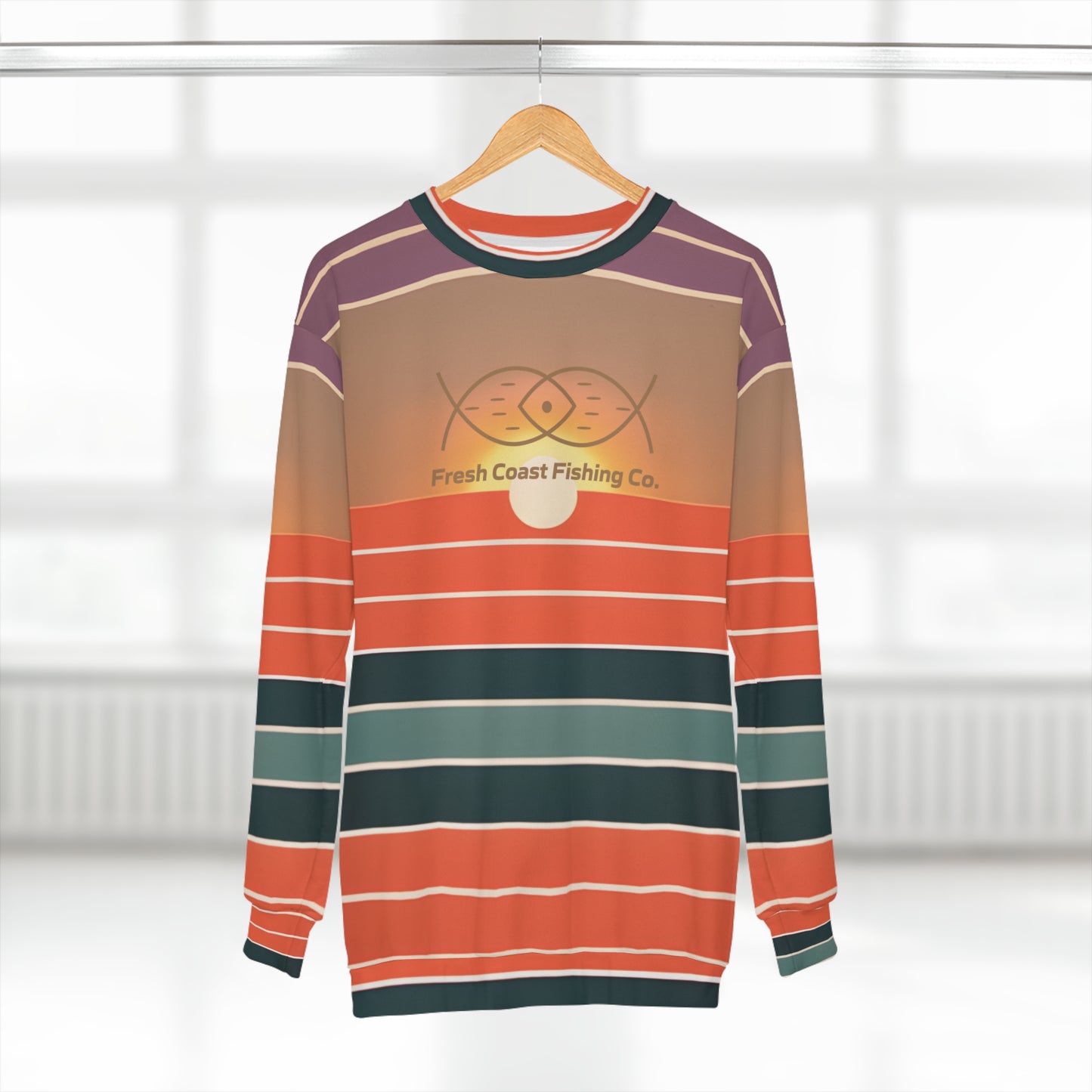 Fresh Coast Fishing Co. Sunset Stripes Unisex Sweatshirt (AOP)