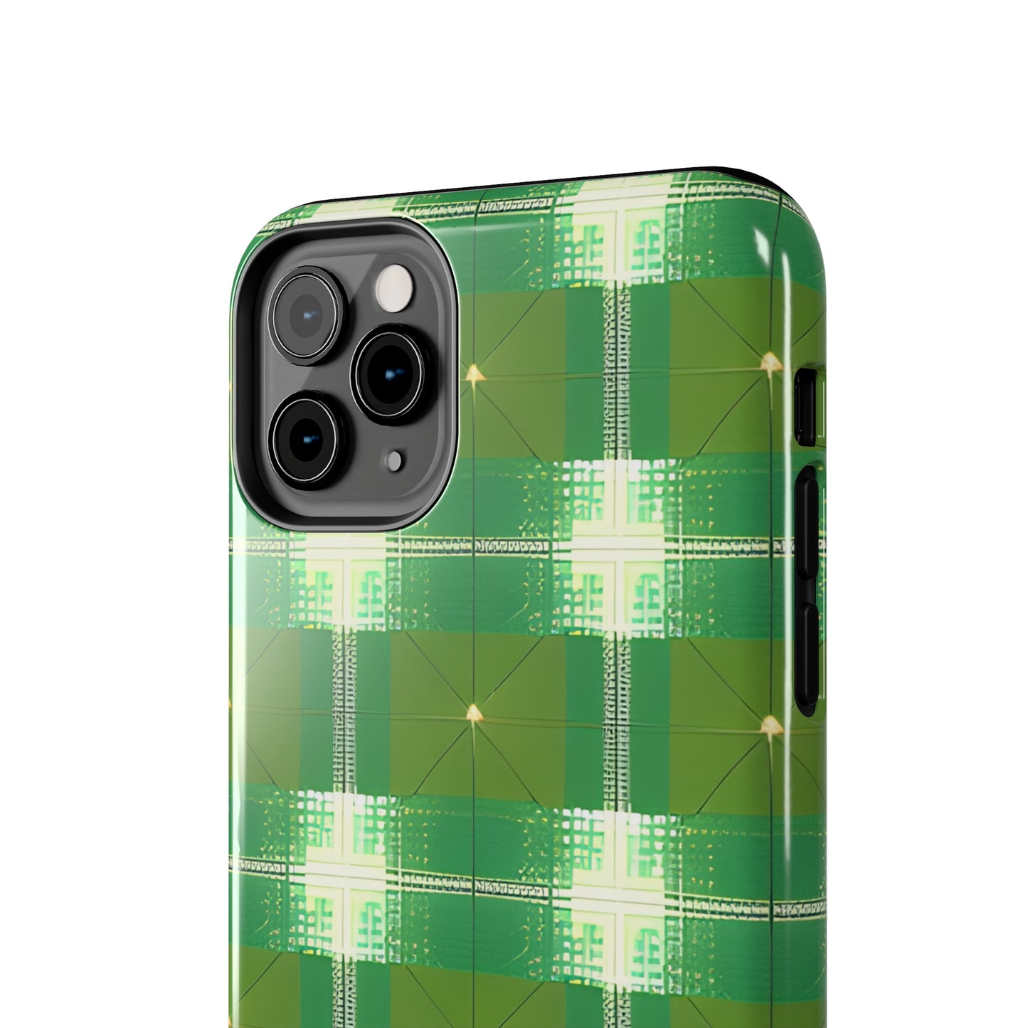 Green and White Print Tough Phone Cases