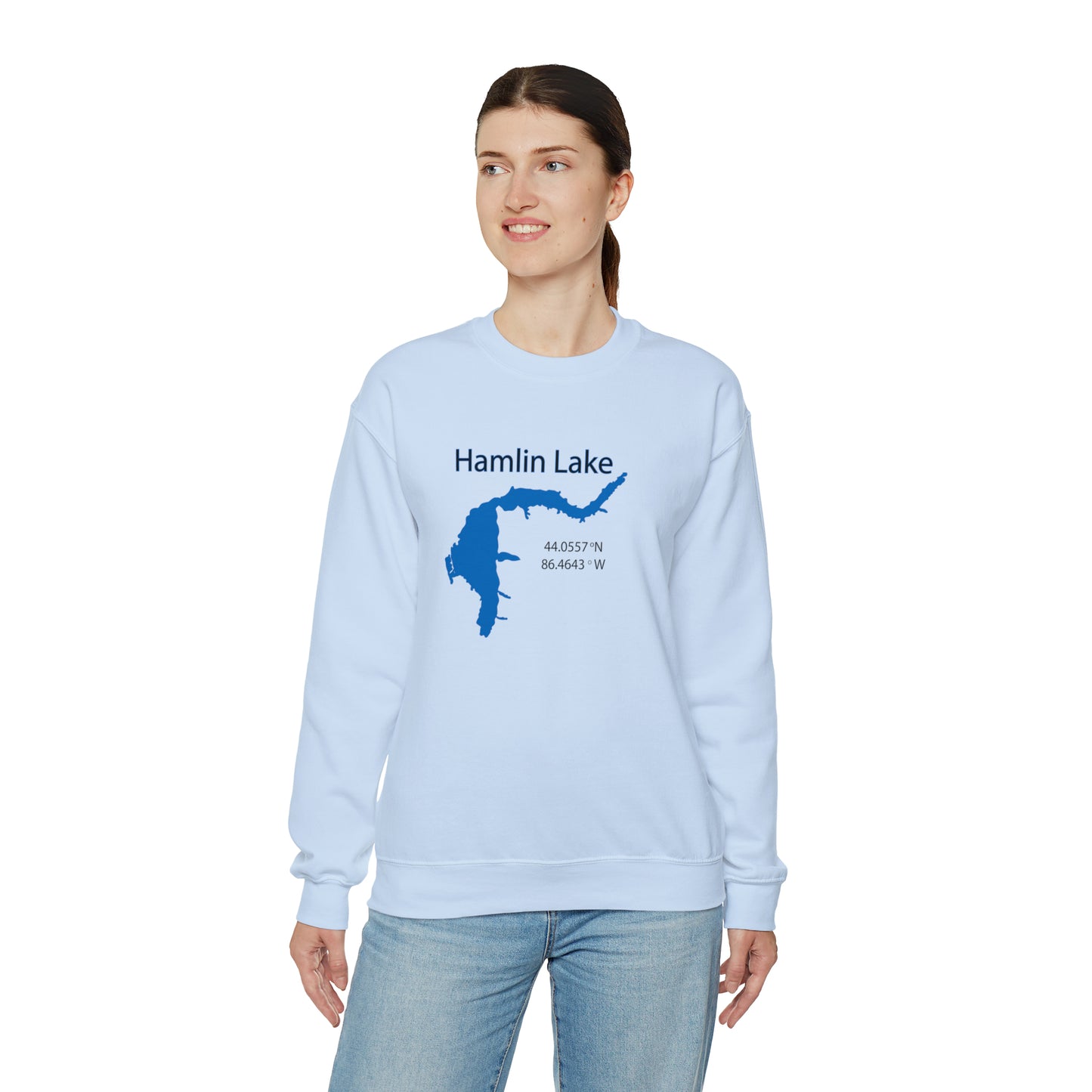 HLC Hamlin Lake Map Unisex Heavy Blend™ Crewneck Sweatshirt