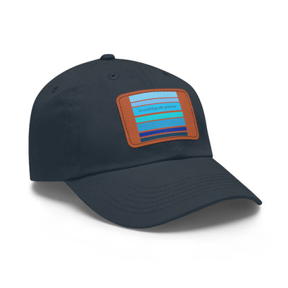 HLC Blue Stripes Dad Hat with Leather Patch (Rectangle)