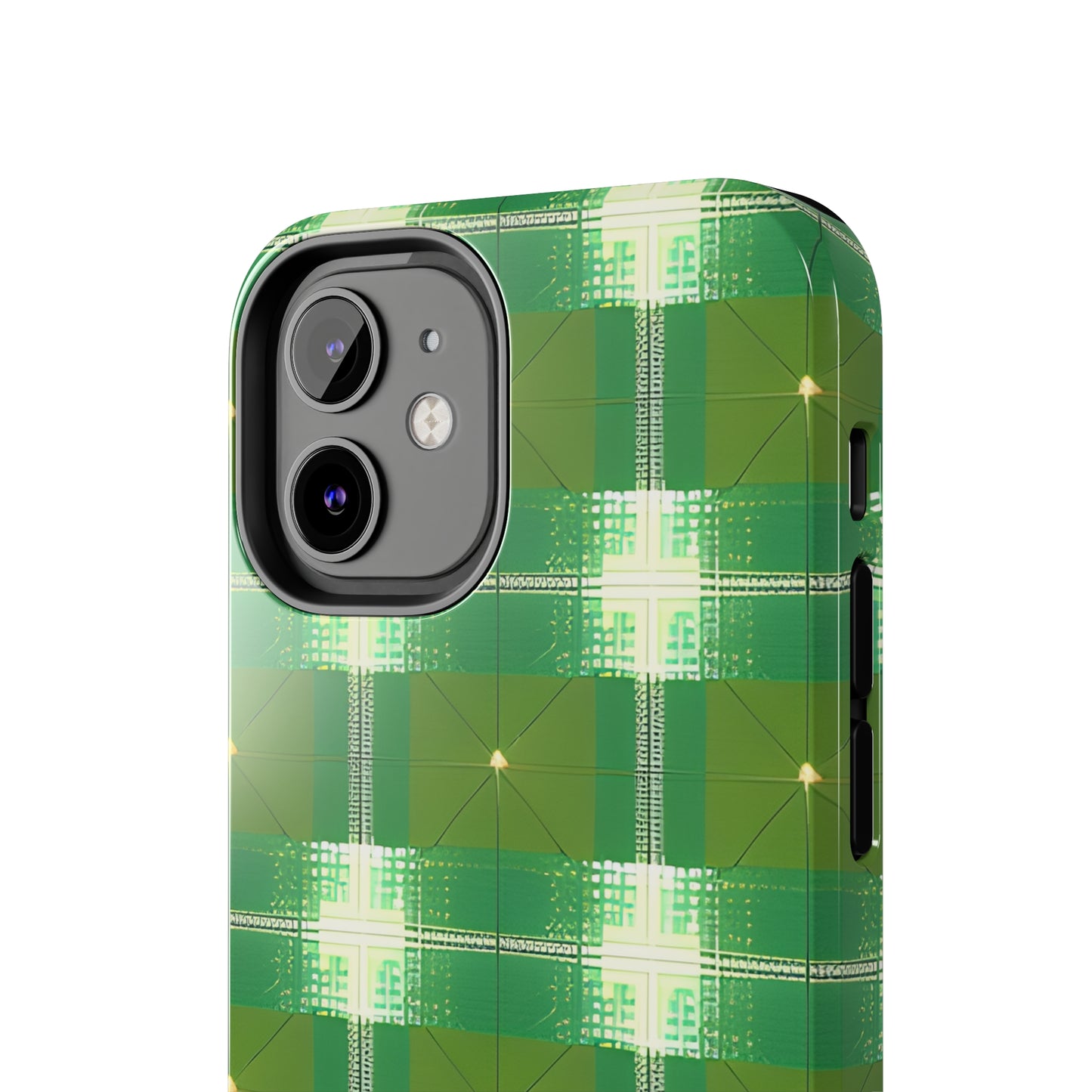 Green and White Print Tough Phone Cases