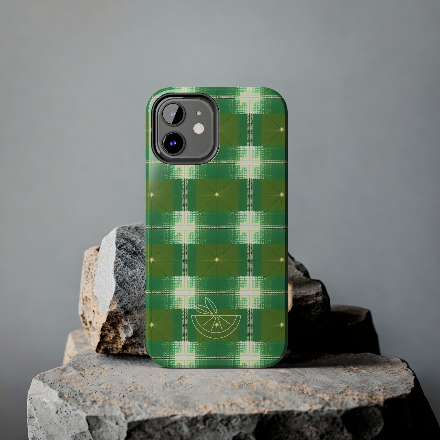 Green and White Print Tough Phone Cases