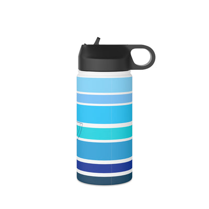 HLC Blue Stripes Stainless Steel Water Bottle, Standard Lid