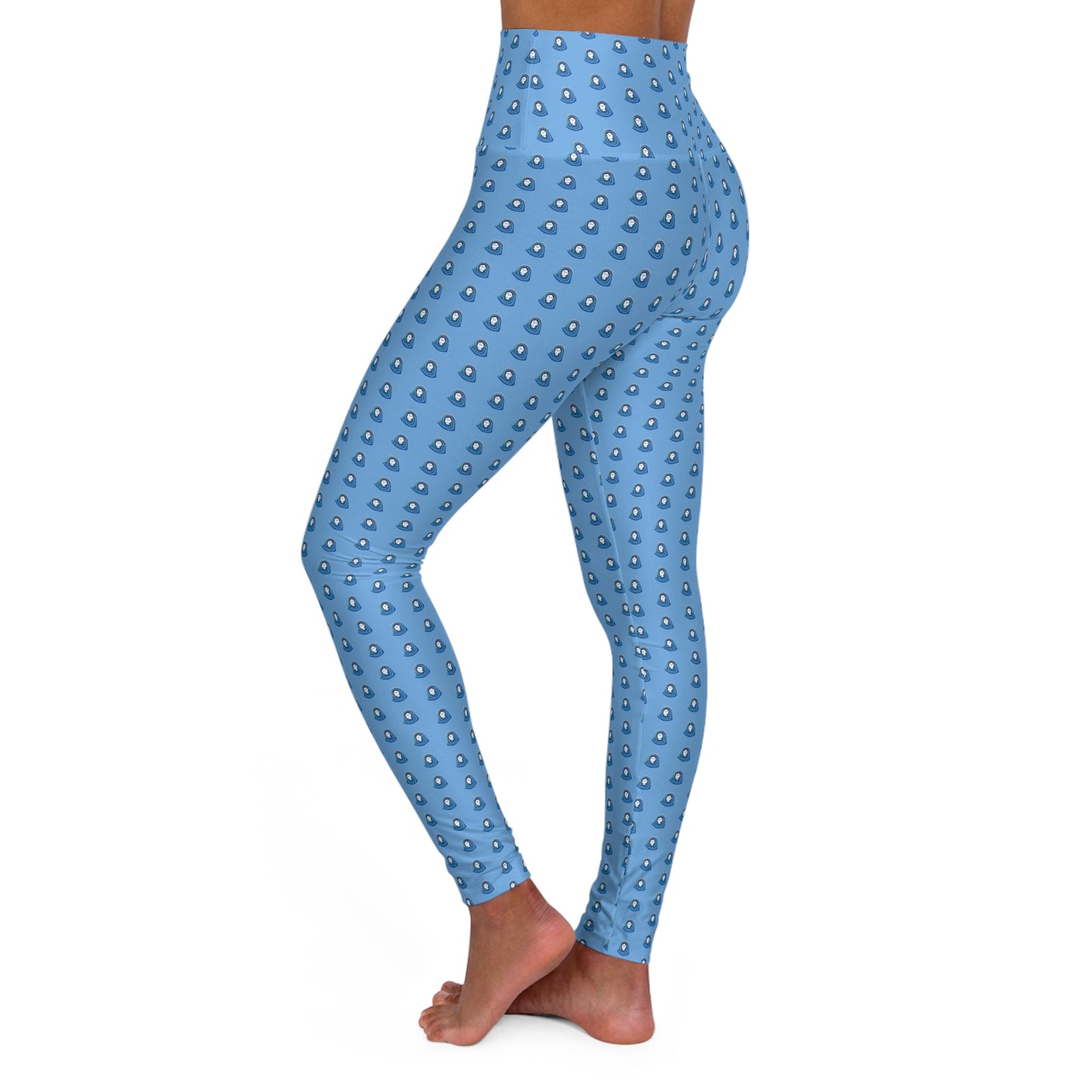 Hail Mary Fine Print Blue High Waisted Yoga Leggings (AOP)