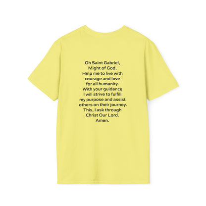 Saint Gabriel Art w/ prayer Unisex Softstyle T-Shirt