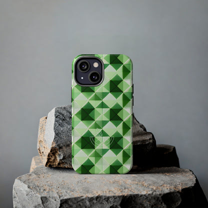 Go Green and White! Geo Print Tough Phone Cases