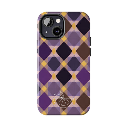 Purple Geo Plaid Tough Phone Cases