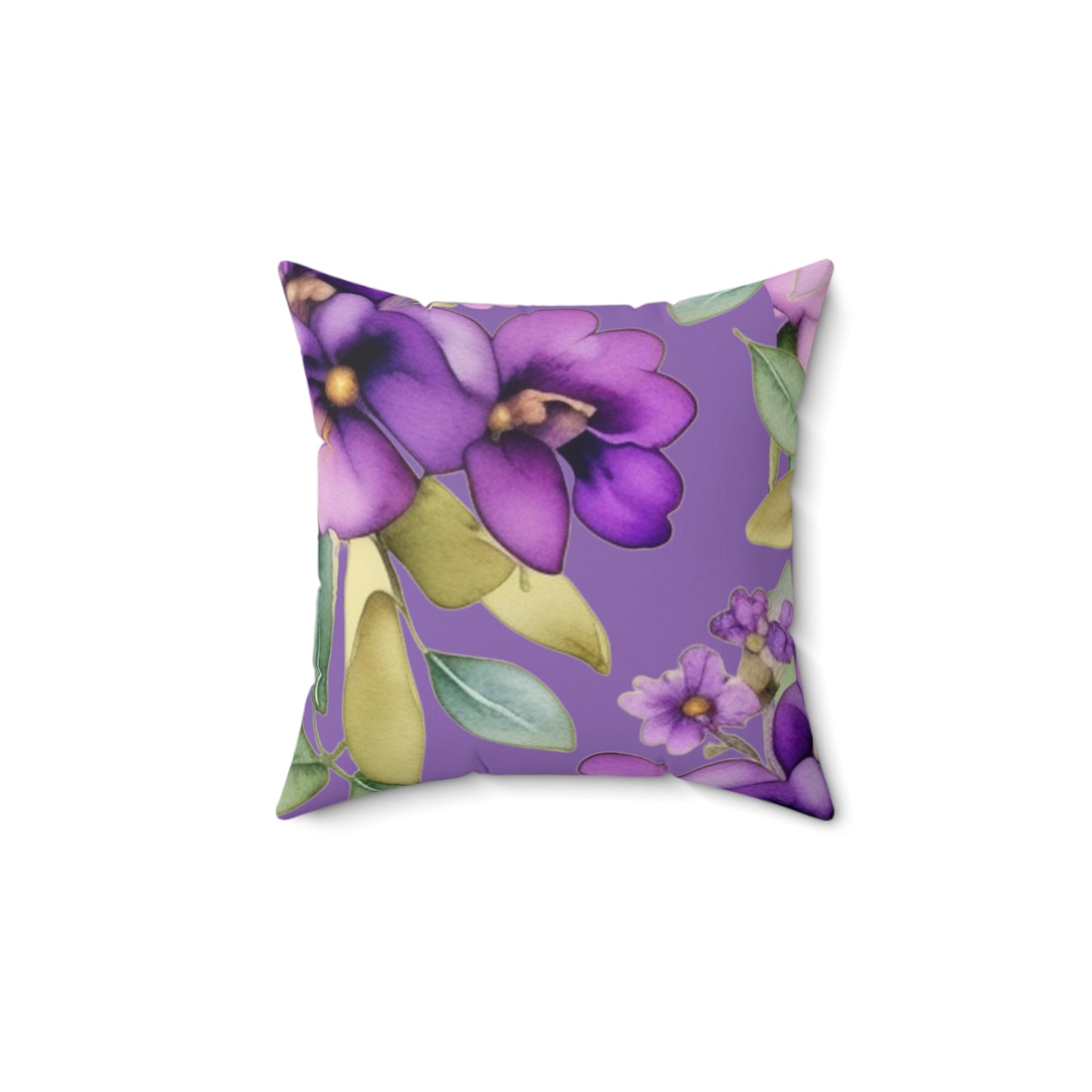 Purple Flowers II Spun Polyester Square Pillow