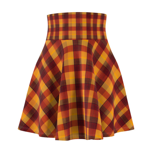 Vintage Fall Plaid Women's Skater Skirt (AOP)