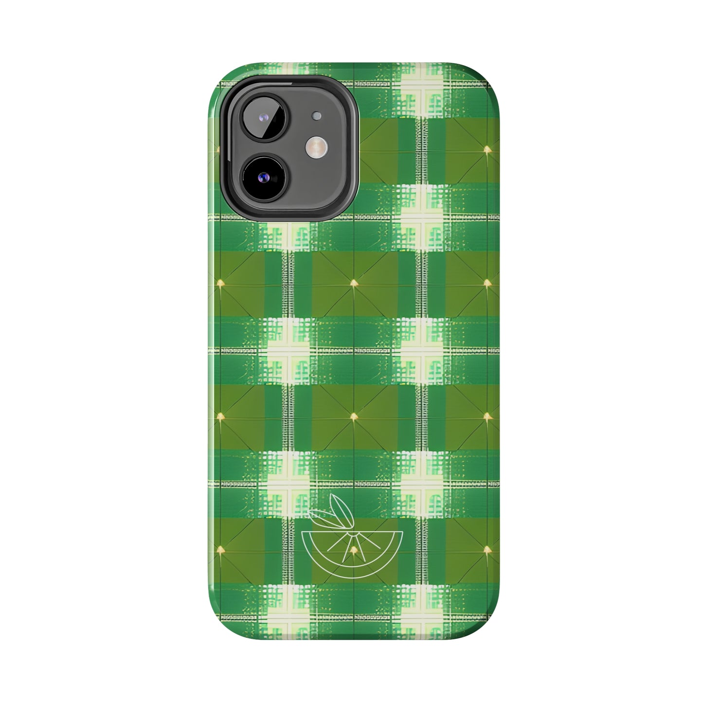 Green and White Print Tough Phone Cases