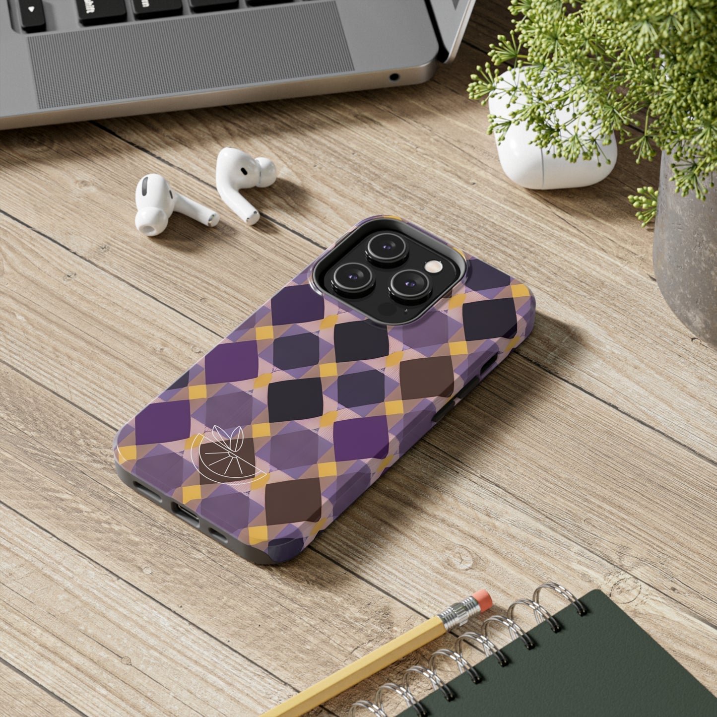 Purple Geo Plaid Tough Phone Cases