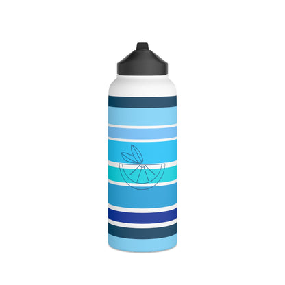 HLC Blue Stripes Stainless Steel Water Bottle, Standard Lid