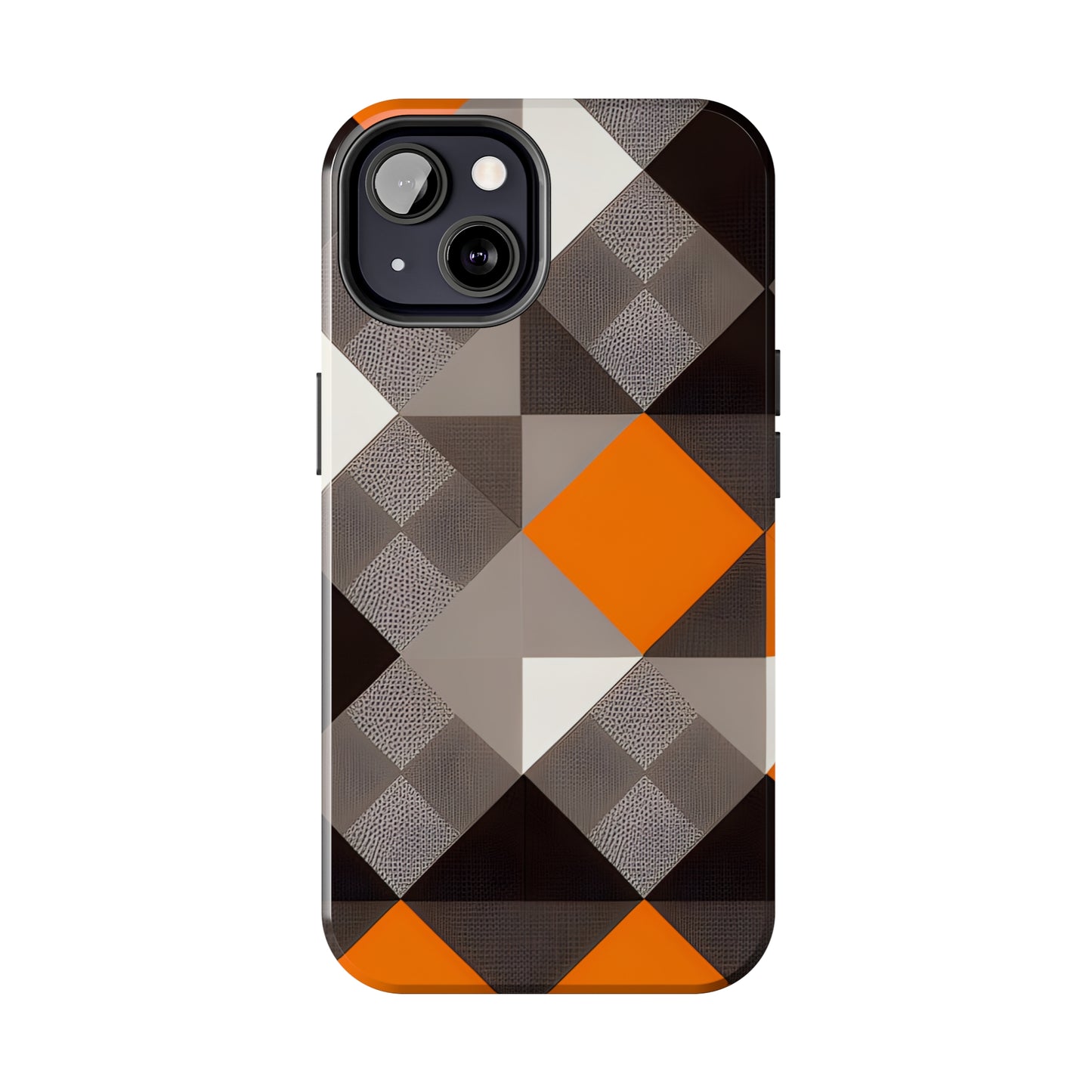 Orange and Black Geo Print Tough Phone Cases