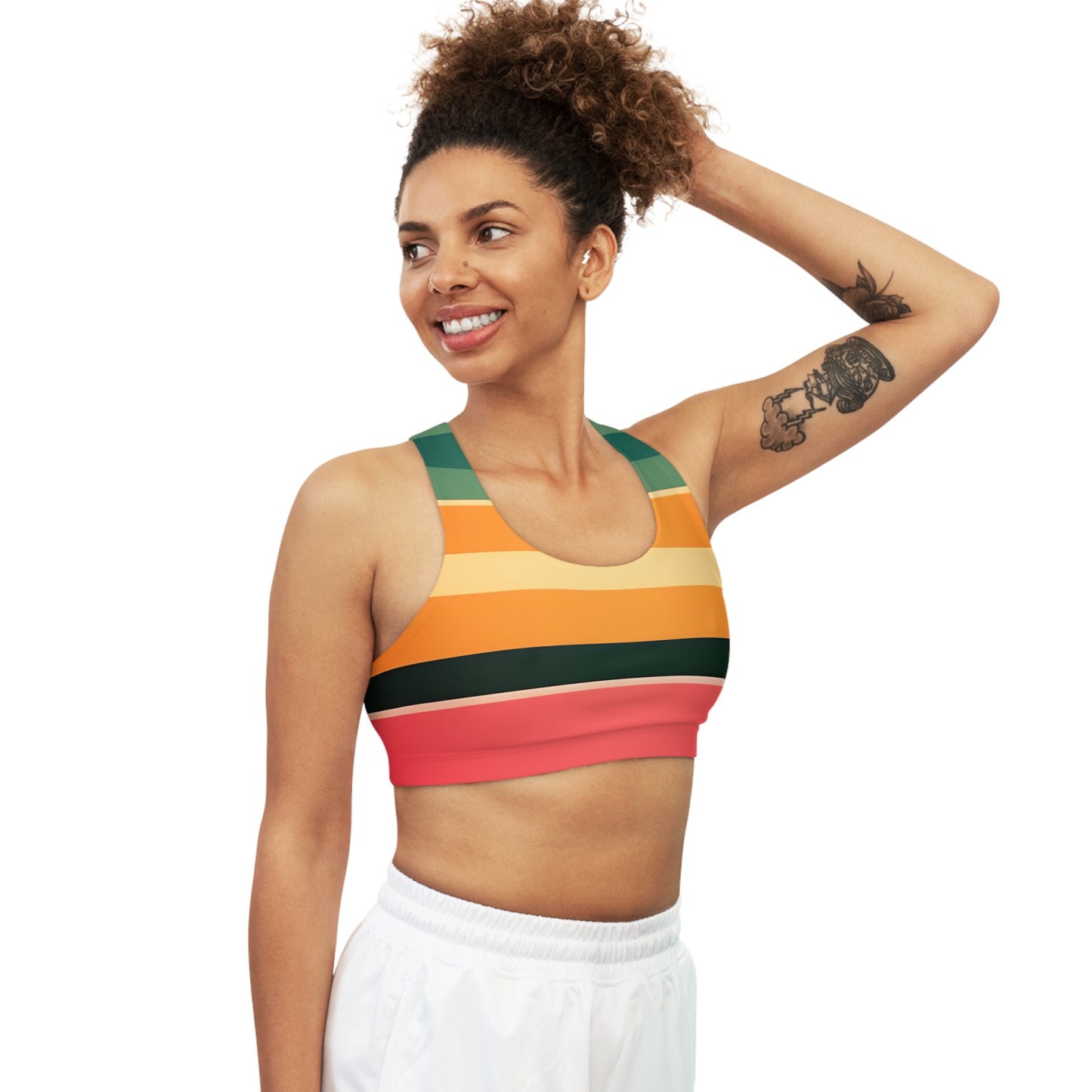 Vintage Stripes Seamless Sports Bra (AOP)