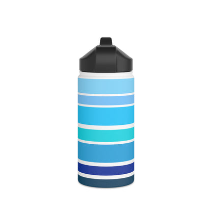 HLC Blue Stripes Stainless Steel Water Bottle, Standard Lid